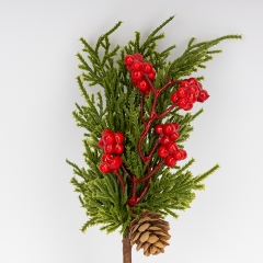 Декоративная латексная ветка "Красные ягоды", 25 см (9258-033)
