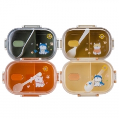 Ланч-бокс однорівневий на 2 відсіки з ложкою, 20,5 см * Рандомний вибір дизайну (9101-004)