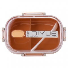 Ланч-бокс однорівневий на 2 відсіки з ложкою, 20,5 см * Рандомний вибір дизайну (9101-008)