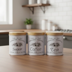 Набор из трех банок "Стильная кухня", белые (8909-003)