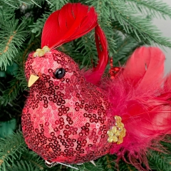 Новогодняя игрушка "Райская птичка"  красная (6018-013)