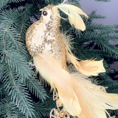 Новогодняя игрушка "Райская птичка" желтая (6018-014)