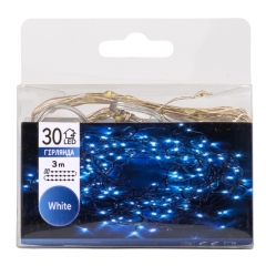 Гирлянда "Роса" 30 LED, белая, 3 м, на батарейках (9133-002)