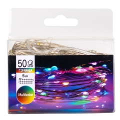 Гирлянда "Роса" 50 LED, разноцветная, 5 м, на батарейках (9133-004)