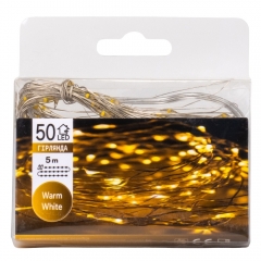 Гирлянда "Роса" 50 LED, желтая, 5 м, на батарейках (9133-006)