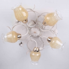 Люстра стельова з квітками та 5 золотистими плафонами (ML002/5)