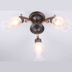 Люстра стельова в коричневому металі та 3 прозорими плафонами (ML020/3)