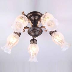 Люстра стельова в коричневому металі та 5 прозорими плафонами (ML020/5)