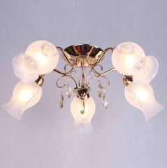 Люстра стельова золота з 5 плафонами та кристалами (ML021/5)