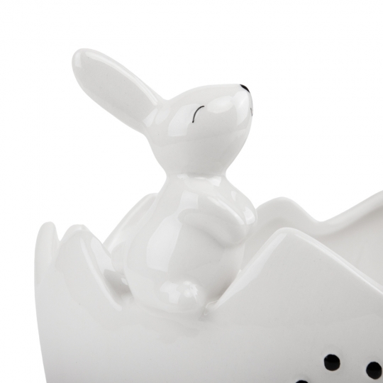 УЦІНКА Ємність для зберігання "Великодній кролик", біла, 16 см (Тріщина глазурі всередині ємності) (00BR-5005-003)