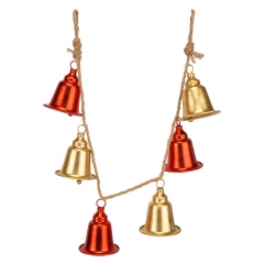 Гирлянда с 6 колокольчиками, красно-золотая, 115 см (6034-010)
