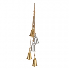 Подвеска из 5 металлических колокольчиков, серебряно-золотая, 66 см (6034-011)