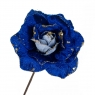 Квітка "Зимова троянда" синя з блискітками (6009-049)