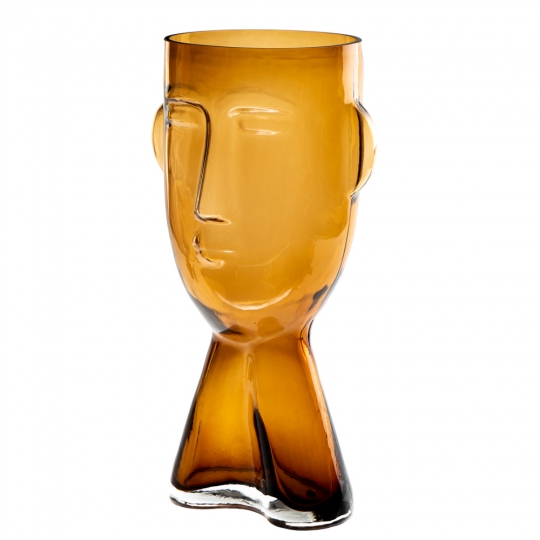 УЦІНКА Скляна ваза "Нарис", коричнева 31 см. (бульбашки повітря) (8605-010)