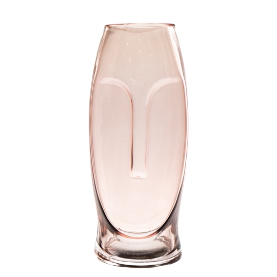 УЦІНКА Cтеклянная ваза "Силуэт", розовая 24 см. (Бульбашки повітря) (8605-015)