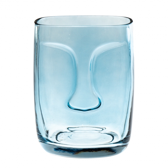 Скляна ваза "Портрет", блакитна 17 см. (8605-017)