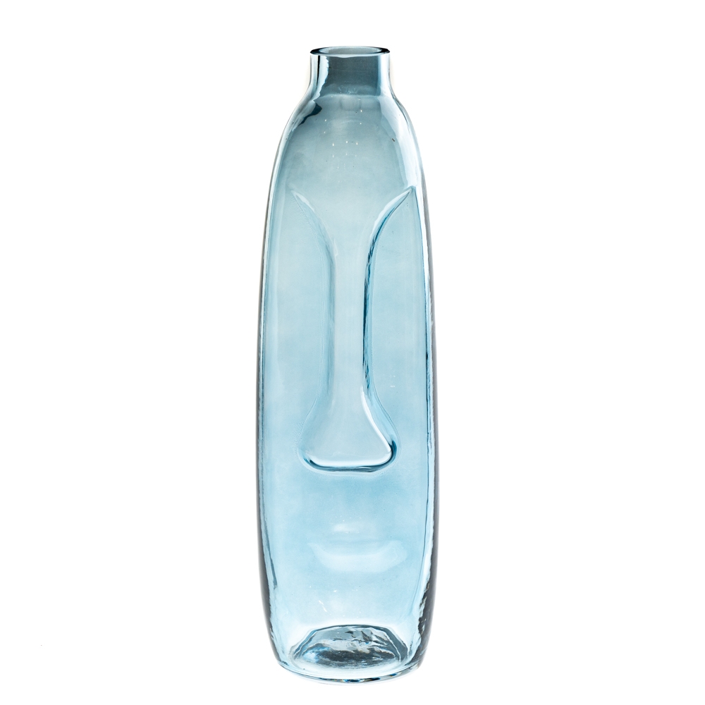 Cтеклянная ваза "Портрет", голубая 40 см. (8605-020), Стекло, Elisey