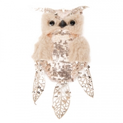 Новогодняя игрушка "Мудрая сова"  золотая (6018-006)