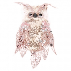 Новогодняя игрушка "Мудрая сова"  розовая (6018-007)