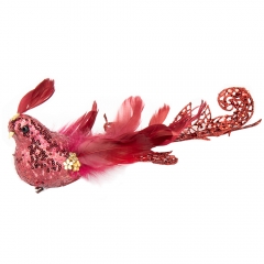 Новогодняя игрушка "Райская птичка"  красная (6018-013)