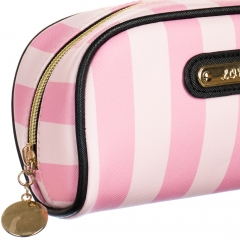 Косметичка розовая "Полоски" (17*11*6) (003LL)