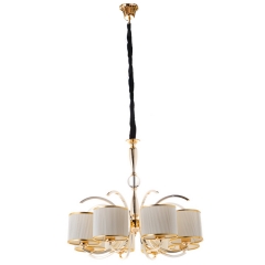 Люстра золотая с 5 молочными абажурами (QL006/8) (QL006/8)