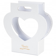 Коробка для цветов "Корзинка сердце" белая (0590J)