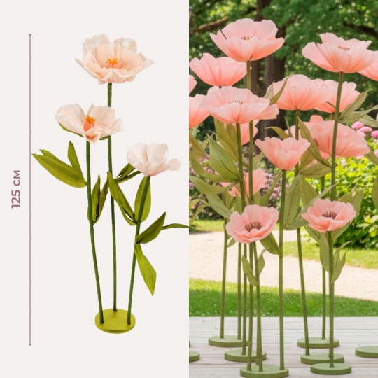 Большие ростовые декоративные цветы на стойке, пудровые, 125 см (2030-002) Большие ростовые декоративные цветы на стойке, пудровые, 125 см (2030-002)