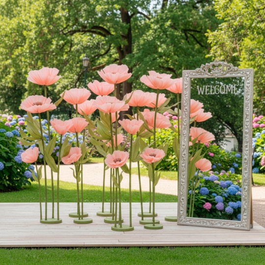 Большие ростовые декоративные цветы на стойке, пудровые, 125 см (2030-002) Большие ростовые декоративные цветы на стойке, пудровые, 125 см (2030-002)