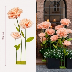 Большие ростовые декоративные цветы на стойке, пудровые, 155 см (2030-004)