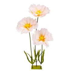 Большие ростовые декоративные цветы на стойке, бело-желтые, 165 см (2030-007)