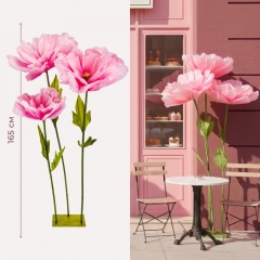 Большие ростовые декоративные цветы на стойке, розовые, 165 см (2030-010)