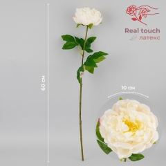 Искусственный пион с эффектом живого прикосновения, белый, 60 см (2025-005)
