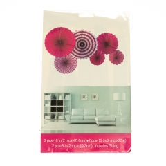 Набор з 6 бумажных вееров , малиновый (8705-005)