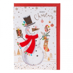 Открытка с конвертом к Новому Году "Снеговик" (3000-030)