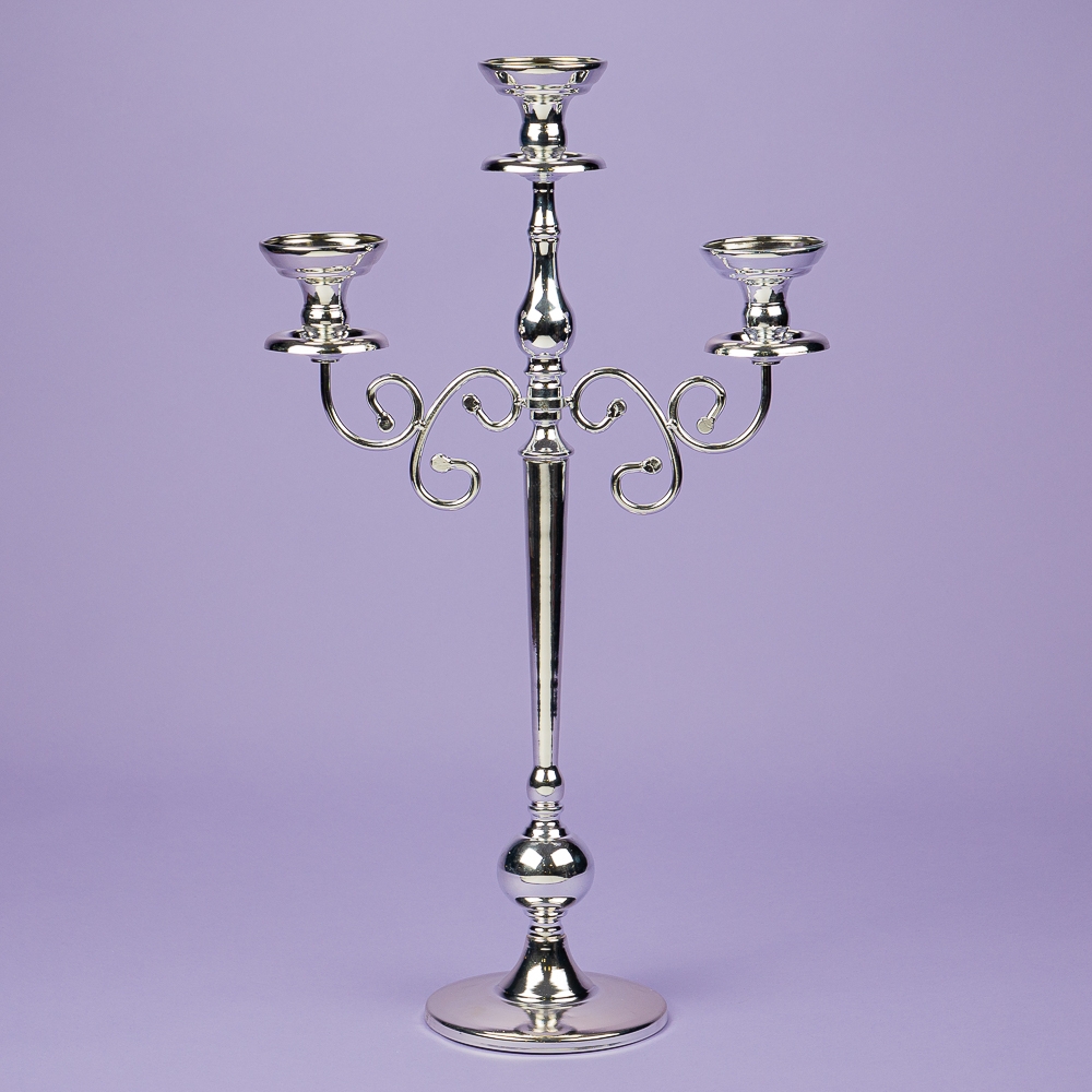 Набор из 2 единиц. Подсвечник на 3 свечи, хром (68 см.) (2011-019), Металл, Elisey
