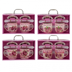 Набір кружок з блюдцями "Трояндова казка" (на 2 персони) 300 мл * Рандомний вибір дизайну (9199-018)