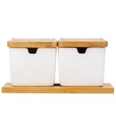 Набір ємностей для зберігання на бамбуковій підставці "Ласунка", 20 см (9184-023)