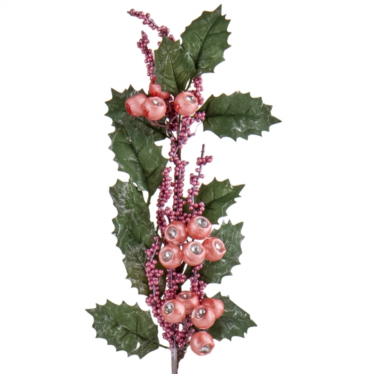 Декоративна гілка з рожевими ягідками (6019-026)