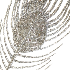 Декоративная ветка "Перо павлина серебро" (8002-016)