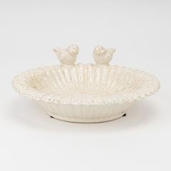 Керамическое блюдо "Птички", кремовое, 25 см (4011-003)