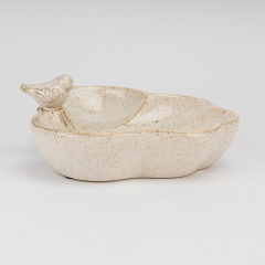 Керамическое блюдо "Птичка", кремовое, 26 см (4011-004)