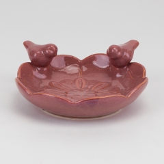 Керамическое блюдо "Птички", розовое, 15 см (4011-005)