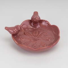 Керамическое блюдо "Птички", розовое, 15 см (4011-005)