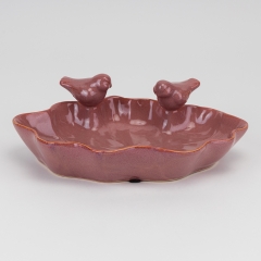 Керамическое блюдо "Птички", розовое, 26 см (4011-006)