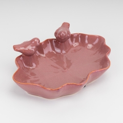 Керамическое блюдо "Птички", розовое, 26 см (4011-006)