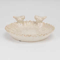 Керамическое блюдо "Птички", кремовое, 23 см (4011-009)