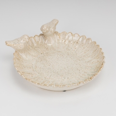 Керамическое блюдо "Птички", кремовое, 23 см (4011-009)