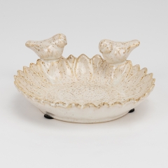 Керамическое блюдо "Птички", кремовое, 16 см (4011-010)