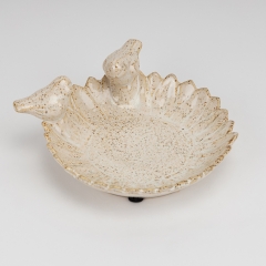 Керамическое блюдо "Птички", кремовое, 16 см (4011-010)